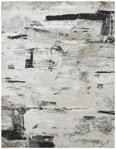 Modern Ivory/White Wool Area Rug: Regal Onyx 1815261: White/Sand (Hand-Knotted Area Rug)
