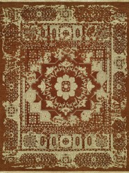 Transitional Orange/Rust Wool Area Rug: Regal Cyprus Point 183138: Rust/Beige (Handmade Area Rug)