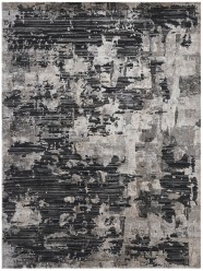 Transitional/Modern Charcoal/Black Wool Area Rug: Regal Erasure 185773: Charcoal (Hand-Knotted Area Rug)