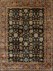 Traditional Blue/Navy Wool Area Rug: Mafi Signature Khanna KH-1140 (Hand-Knotted Area Rug)