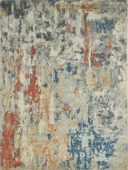 Transitional/Modern Orange/Rust Wool Area Rug: Regal Vancouver Nights 1822004: Rust/Blues (Power-Loomed Area Rug)