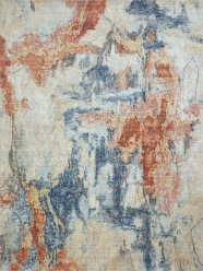 Modern Blue/Navy Wool Area Rug: Regal Vancouver Nights 1822093: Blue/Spice (Power-Loomed Area Rug)