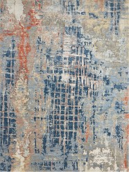 Modern Blue/Navy Wool Area Rug: Regal Vancouver Nights 1822193: Denim/Rust (Power-Loomed Area Rug)