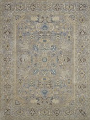 Traditional Beige/Tan Wool Area Rug: Antiquity Willow Crest 1232001: Taupe/Denim (Hand-Knotted Area Rug)